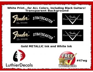 Fender Decal Stratocaster White Guitar Decal #47wg